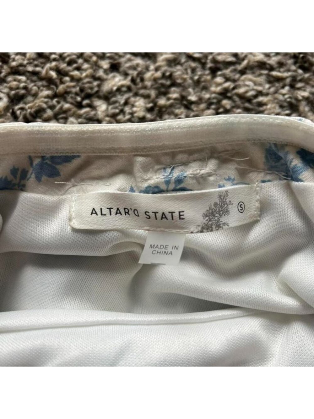 Altar'd State Blue White Floral Small Blouse/Mini Dress Bow Detail Summer Dainty - Picture 5 of 8